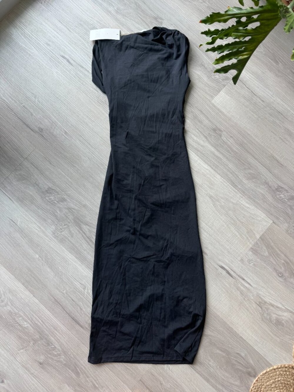 Zara Black Draped Asymmetric Ruched Midi Dress S NWT - Picture 16 of 16